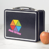 Kleurrijke driehoeken met roze cirkels Tekst (In situ)