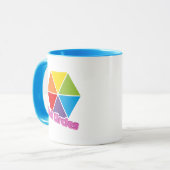 Kleurrijke driehoeken met roze cirkels Tekst Mok (Voorkant links)