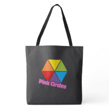 Kleurrijke driehoeken met roze cirkels Tekst