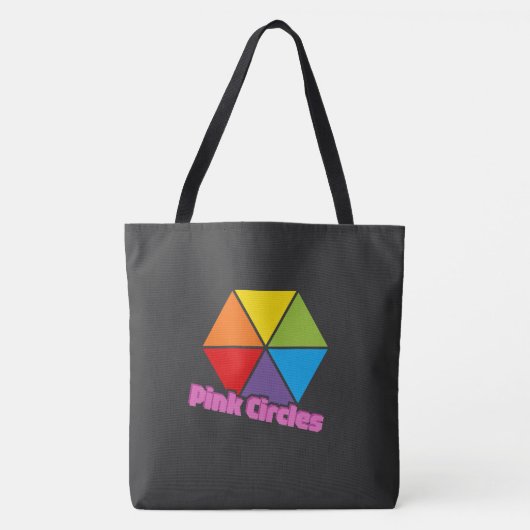 Kleurrijke driehoeken met roze cirkels Tekst Tote Bag (Voorkant)