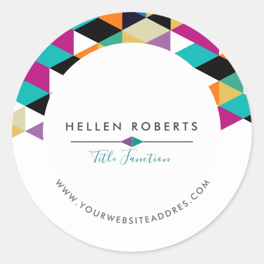 Kleurrijke driehoeken modern design ronde sticker (Voorkant)