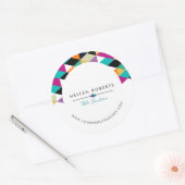 Kleurrijke driehoeken modern design ronde sticker (Envelop)