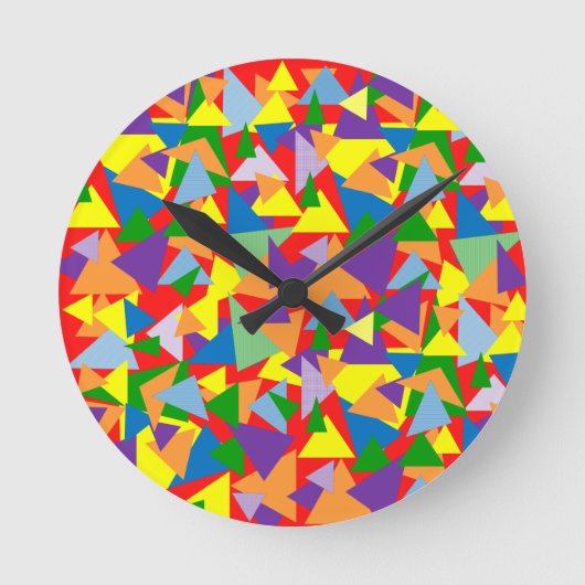 Kleurrijke driehoeken ronde klok (Voorkant)