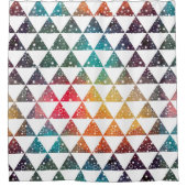 Kleurrijke Driehoeken Witte Sterren & Sparkles Douchegordijn (Voorkant)