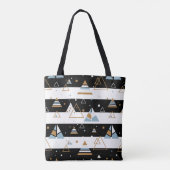 Kleurrijke driehoeken & zwarte & witte strepen tote bag (Achterkant)