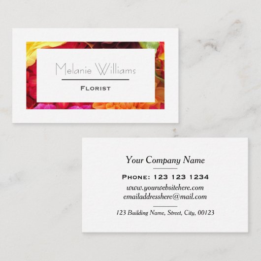 Kleurrijke drijvende Lijst Elegant Florist Visitekaartje (Voorkant / Achterkant)