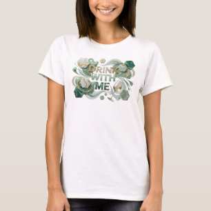Kleurrijke DRINK WITH ME Draagbare Kunst T-shirt