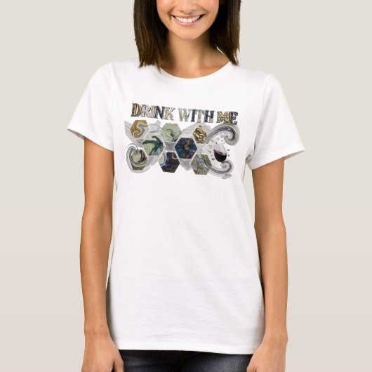 Kleurrijke DRINK WITH ME Statement T-shirt met een (Voorkant)