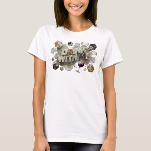 Kleurrijke DRINK WITH ME Tekst Ontwerp T-shirt