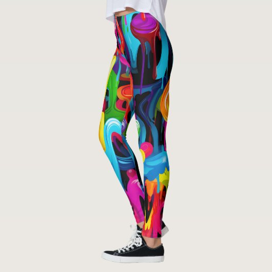 Kleurrijke Drip Art: Abstract Graffiti Patroon Leggings (Links)