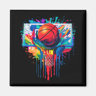 Kleurrijke Drip Basketball Ball Hoop Slam Dunk Dri Magneet