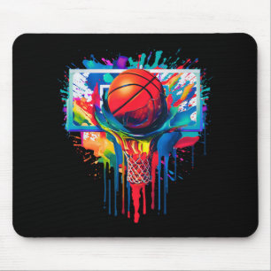 Kleurrijke Drip Basketball Ball Hoop Slam Dunk Dri Muismat