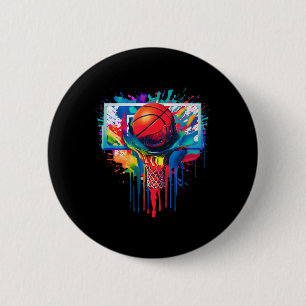 Kleurrijke Drip Basketball Ball Hoop Slam Dunk Dri Ronde Button 5,7 Cm