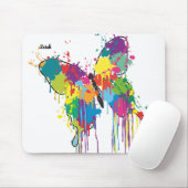 Kleurrijke Drip-Paint Butterfly Mousepad w / naam Muismat (Met muis)