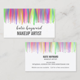 Kleurrijke Dripping Waterverf Make-up Artiest Visitekaartje
