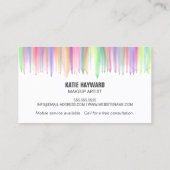 Kleurrijke Dripping Waterverf Make-up Artiest Visitekaartje (Achterkant)