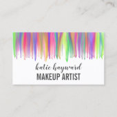 Kleurrijke Dripping Waterverf Make-up Artiest Visitekaartje (Voorkant)