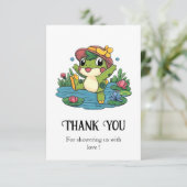 Kleurrijke Dromerige Kikker Baby shower Bedankkaart (Staand voorkant)