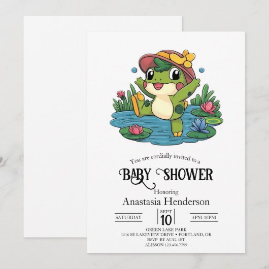 Kleurrijke Dromerige Kikker Baby Shower Kaart (Voorkant / Achterkant)