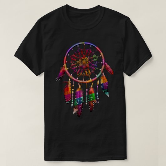 Kleurrijke Droomvanger Veren Tribal Inheemse Ameri T-shirt (Design voorkant)