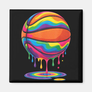 Kleurrijke druipende basketbal levendig kunst kuns magneet