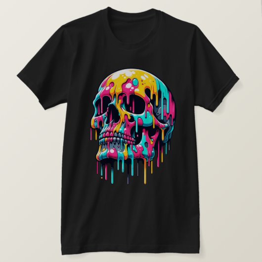 Kleurrijke druipende schedel - psychedelische sche t-shirt (Design voorkant)