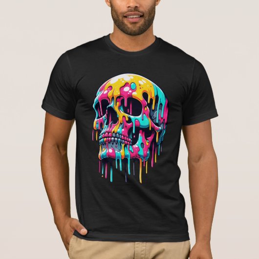 Kleurrijke druipende schedel - psychedelische sche t-shirt (Voorkant)