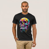 Kleurrijke druipende schedel - psychedelische sche t-shirt (Voorkant volledig)