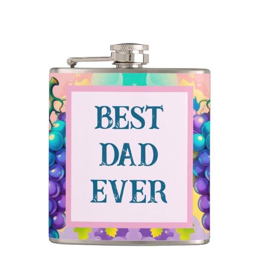 Kleurrijke druiven met beste vader ooit heupfles (Voorkant)