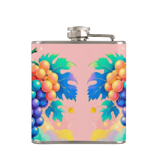 Kleurrijke druiven met beste vader ooit heupfles (Achterkant)