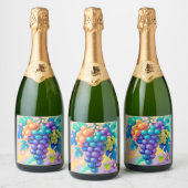 Kleurrijke druiven sparkling wijnetiket (Flessen)
