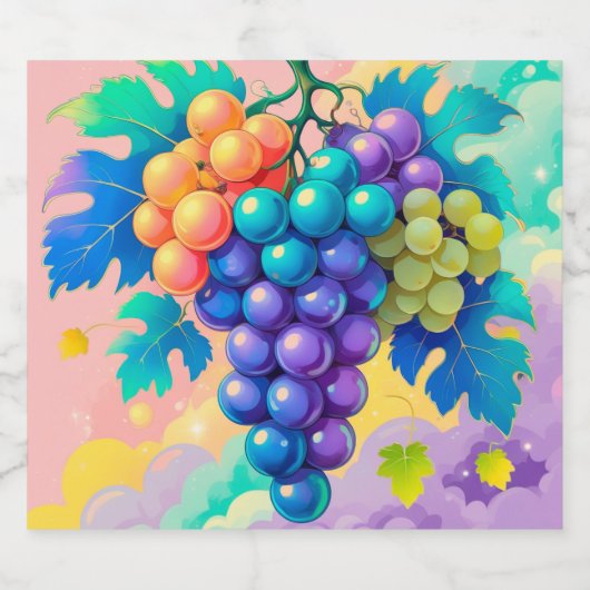 Kleurrijke druiven sparkling wijnetiket (Enkel label)