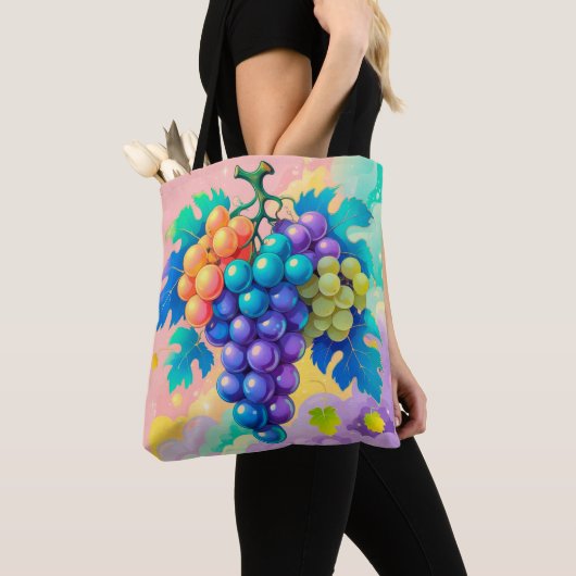 Kleurrijke druiven tote bag (Dichtbij)