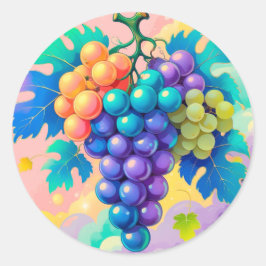 Kleurrijke druiven voor de zomer ronde sticker