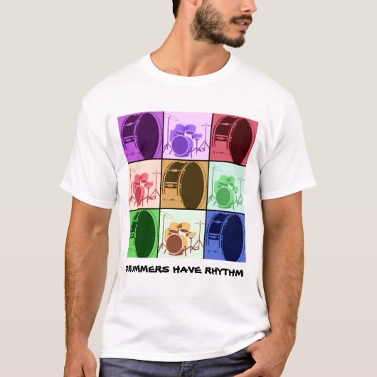 Kleurrijke Drum Pattern Pop Art Rhythm Quote Unise T-shirt (Voorkant)