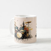 Kleurrijke drummachine. Muziekinstrument Koffiemok (Voorkant links)