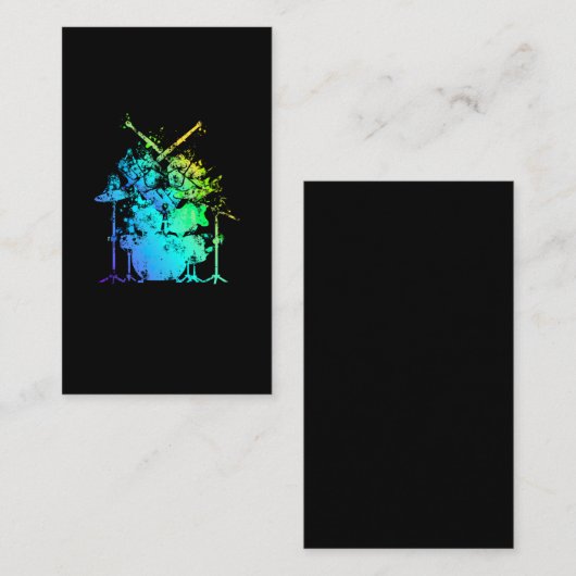 Kleurrijke drumset muziek Drummer drumsticks Visitekaartje (Voorkant / Achterkant)