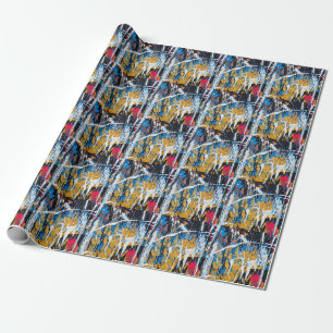 Kleurrijke druppelende verf: graffitimuur. cadeaupapier