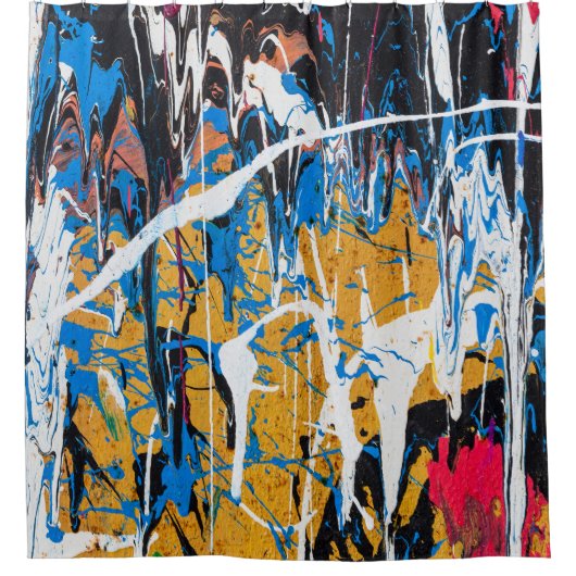 Kleurrijke druppelende verf: graffitimuur. douchegordijn (Voorkant)