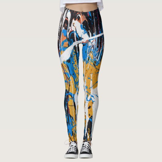 Kleurrijke druppelende verf: graffitimuur. leggings (Voorkant)