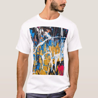 Kleurrijke druppelende verf: graffitimuur. t-shirt