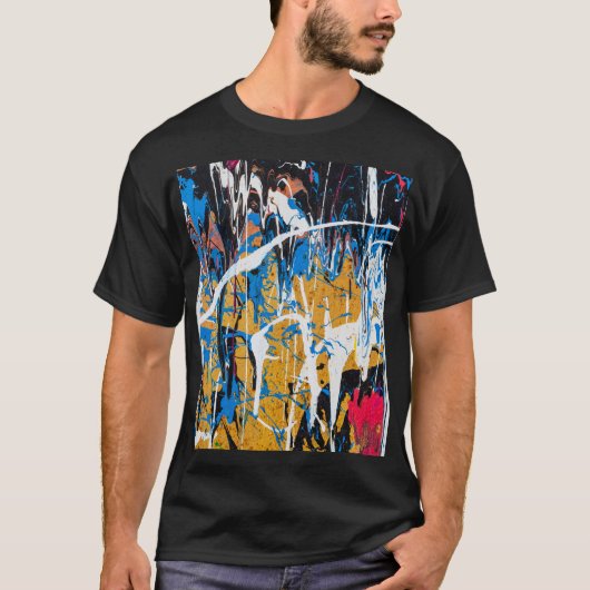 Kleurrijke druppelende verf: graffitimuur. t-shirt (Voorkant)