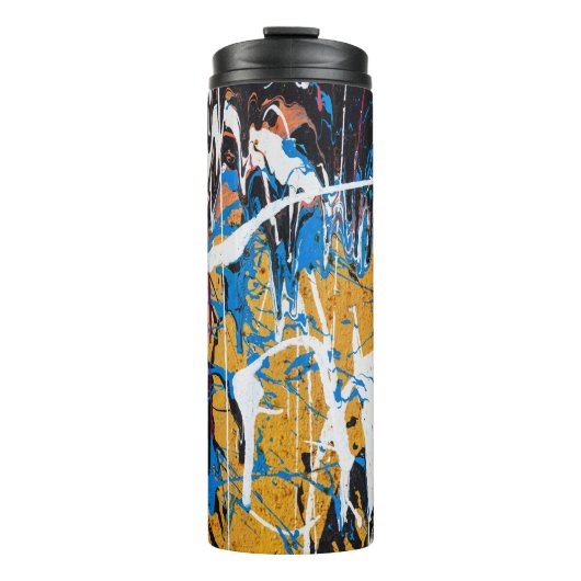 Kleurrijke druppelende verf: graffitimuur. thermosbeker (Voorkant)