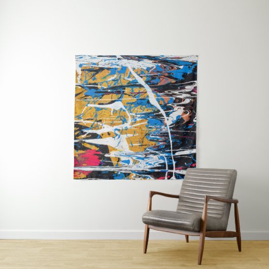 Kleurrijke druppelende verf: graffitimuur. wandkleed (In Situ (horizontaal))