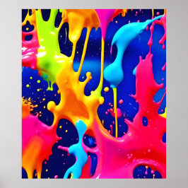 Kleurrijke Druppelende Verfkunst Poster