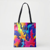 Kleurrijke Druppelende Verfkunst Tote Bag (Voorkant)