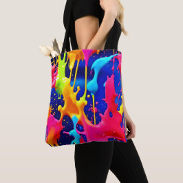 Kleurrijke Druppelende Verfkunst Tote Bag