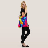 Kleurrijke Druppelende Verfkunst Tote Bag (Op model)
