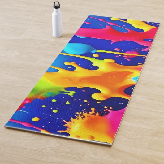 Kleurrijke Druppelende Verfkunst Yogamat (In situ)