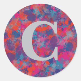 Kleurrijke druppels rood, roze, blauw Paars Abstra Ronde Sticker